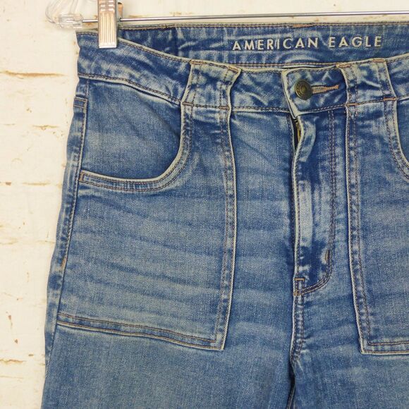 American Eagle AE Next Level Super High-Waisted Flare Jean Women 6 Short Utility - Picture 5 of 16